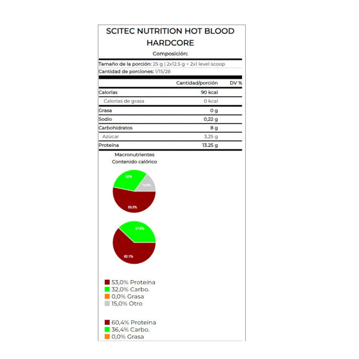 PRE-ENTRENO HOT BLOOD HARDCORE 375GR GUARANA - SCITEC NUTRITION