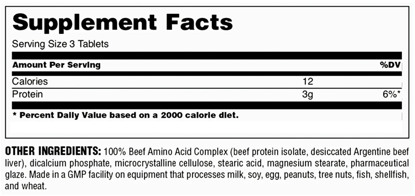 Amino 100% Carne de res 400 Tabletas