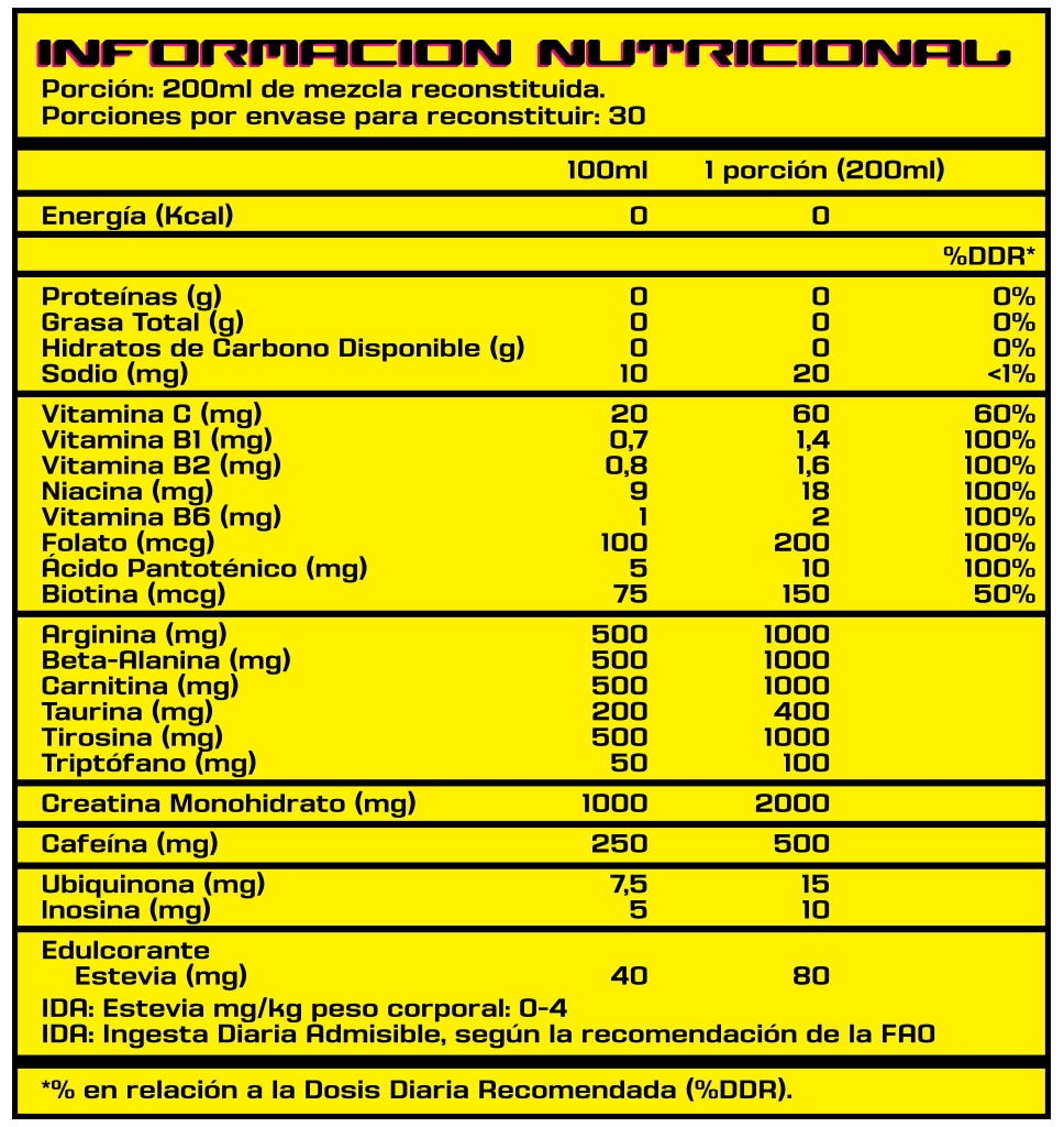 Prework 500mg Cafeína 30 Servicios Sabor Limón - Pega Loco