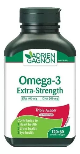 Omega 3 Extra Strength 400mg Epa 200mg Dha - 180 Capsulas