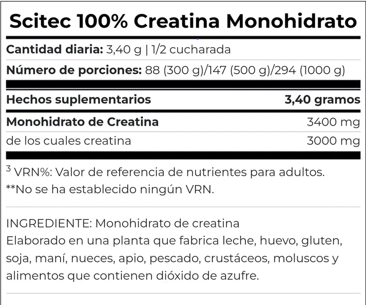 100% Creatina 88 Servicios 300 Gramos - Scitec Nutrucion