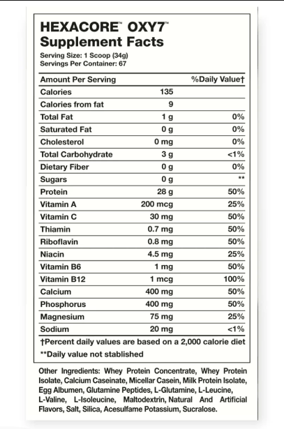 PROTEINA OXY 7 WHEY PROTEIN 5LBS 67 SV - HEXACORE