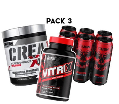 Pack Pre entreno QHUSH - Vitrix Nutrex 80 Caps - Creatina X Performance