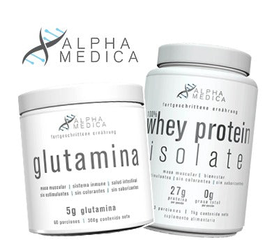 Pack Proteina Whey Isolate  1 Kilo + Glutamina 5 Gramos 60 Servicios - Alpha Medica