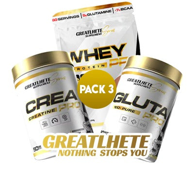 Proteina Whey 60 Servicios - L-Glutamina 80 Servicios - Creatina 50 Servicios - Greatlhete